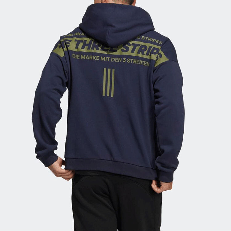 adidas Hooded Full-Zipper Sweatshirt Blue Logo HD0081