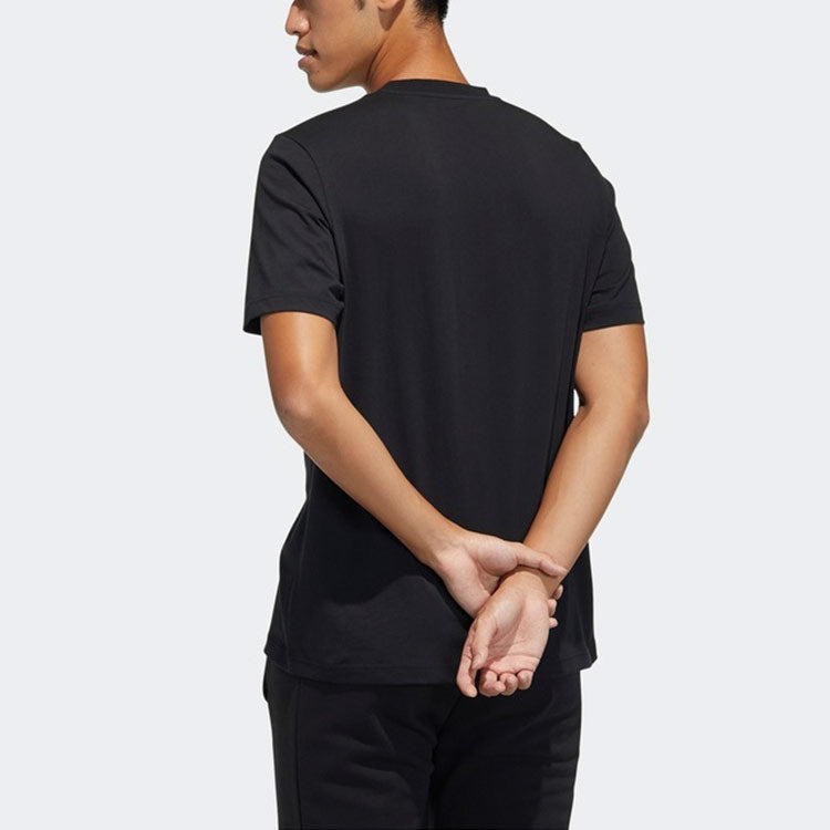 adidas neo M Basc Tee Logo Printing Sports Round Neck Short Sleeve Black H45109