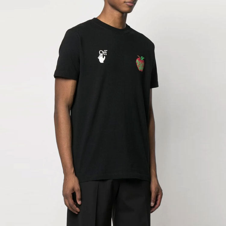 Off-White SS21 Arrow Apple Printing Casual Short Sleeve Ordinary Version Black OMAA027S21JER0231025