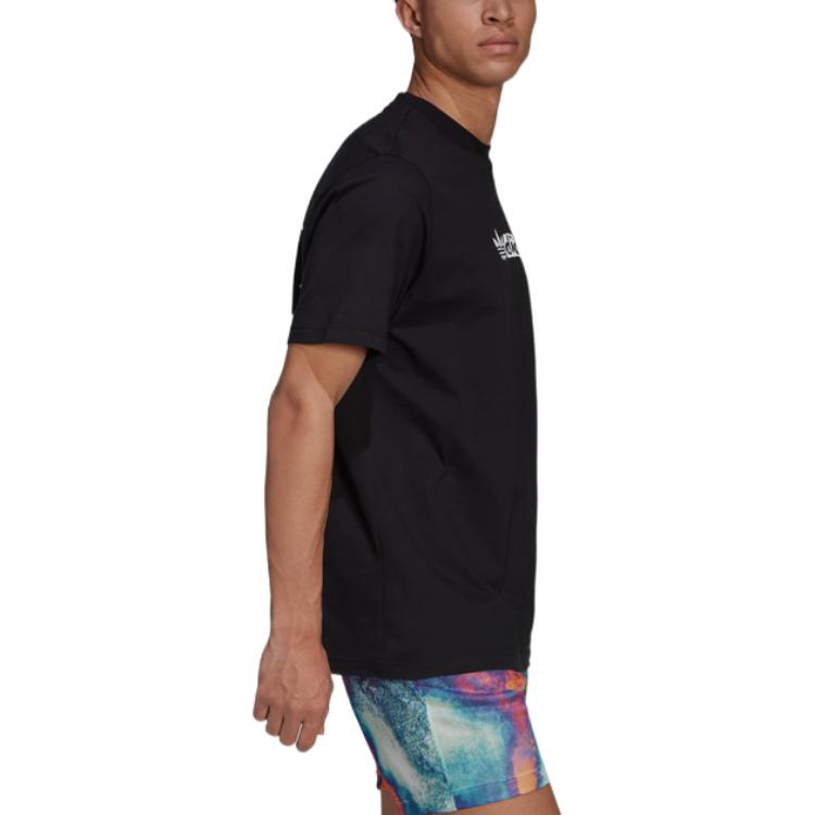 adidas originals Solid Color Logo Sports Short Sleeve Black HT1657