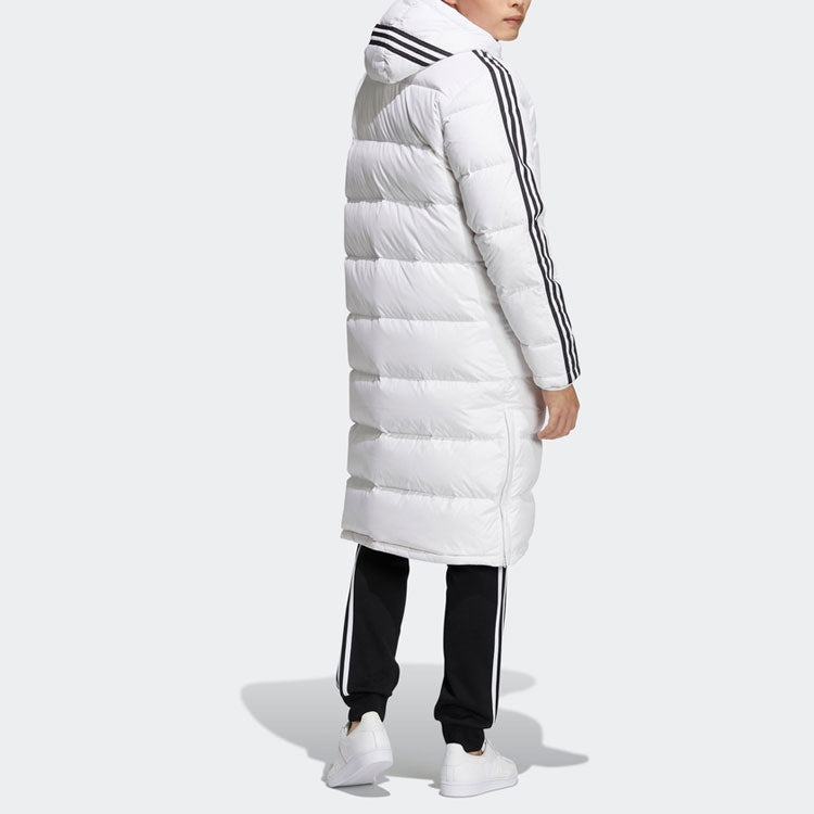 adidas originals Long Down Side Logo Printing mid-length Sports Down Jacket White HI4659