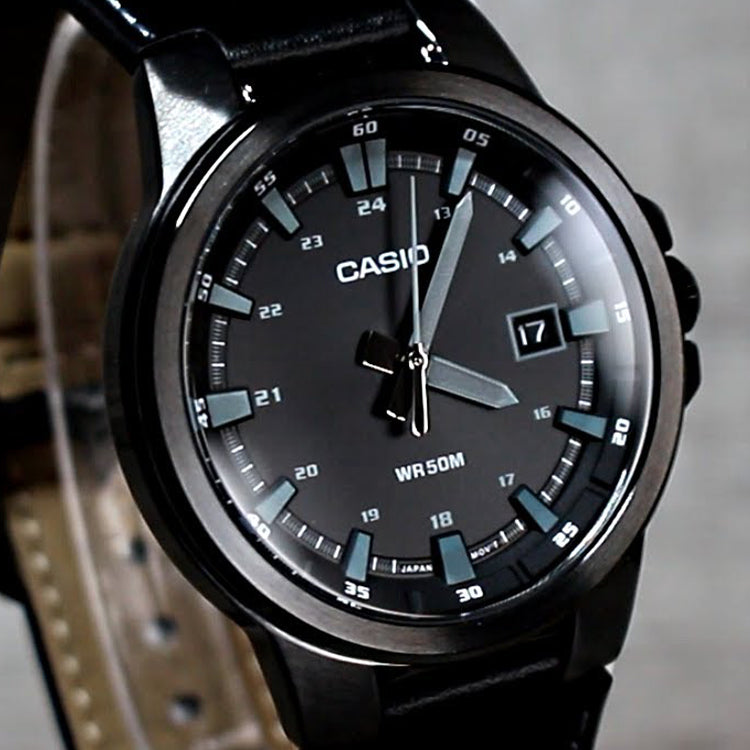 CASIO Male DRESS Japan / South Korea Fashion Waterproof Sports Black Analog MTP-E173BL-1AVDF