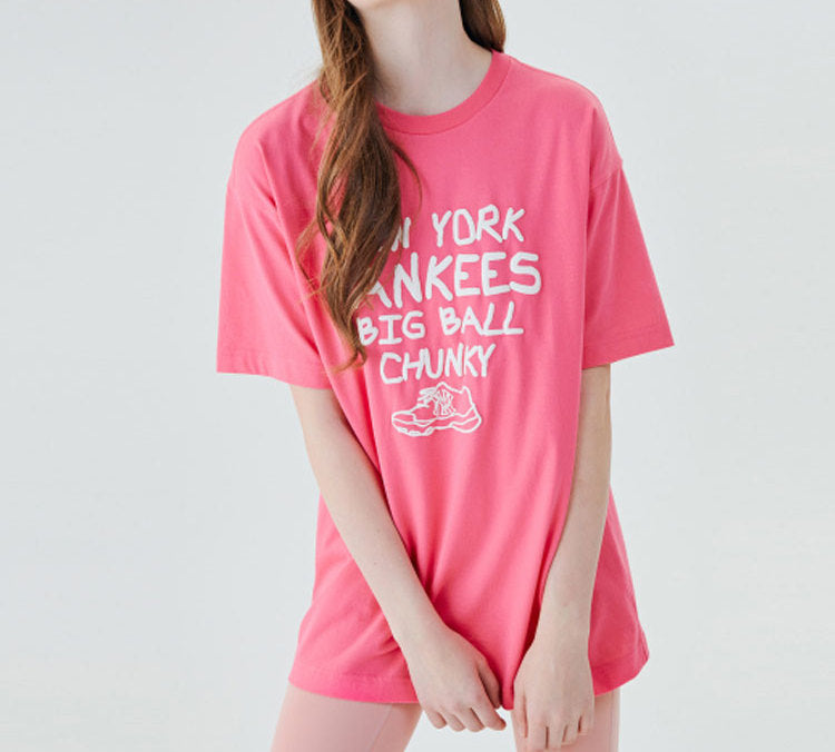 MLB Dad Shoes Series Short Sleeve Unisex Pink Red 31TS08031-50P
