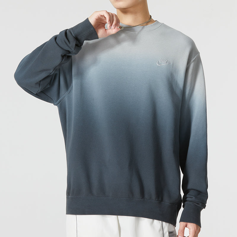 Men's Nike Gradient Logo Casual Loose Long Sleeves Pullover Round Neck Autumn Blue DQ4628-070