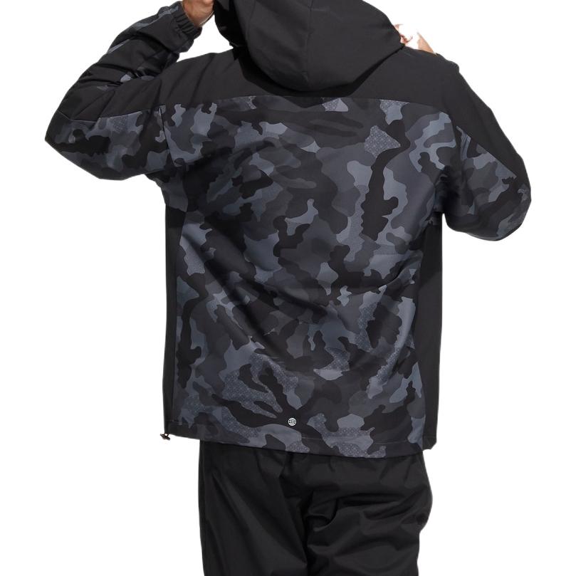 Men's adidas Camouflage Adjustable Hooded Sports Gym Jacket Black HE7450