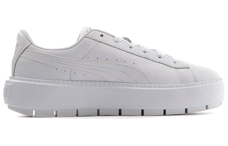 (WMNS) PUMA Basket Platform Trace Light Thick Sole Shoes White 373696-01
