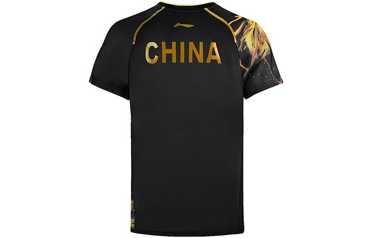 Li-Ning Fast-Dry Table Tennis Dragon T-Shirt 'Black Yellow' AAYR357-2