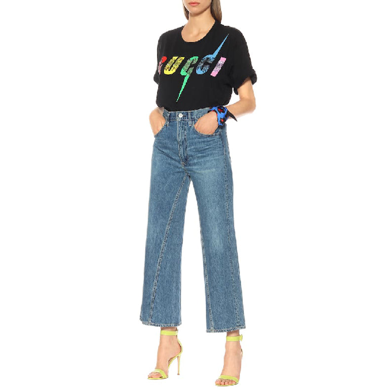 (WMNS) Gucci Sequins Lightning Short Sleeve For Black 539081-XJA2H-1082