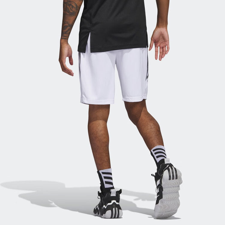 adidas Legends 3-Stripes Basketball Shorts 'White Black' IC2451