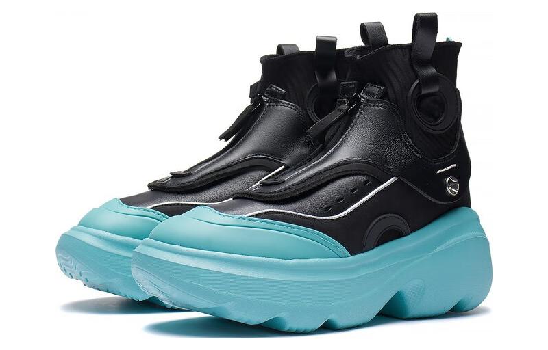 (WMNS) Li-Ning Puff High 'Black Blue' AZGS112-2