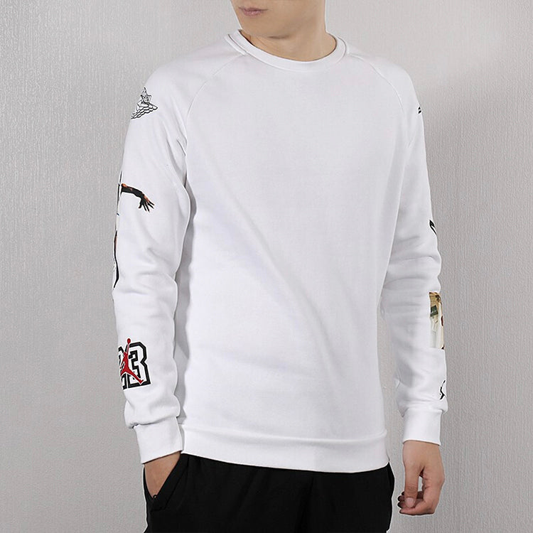 Air Jordan Athleisure Casual Sports Printing Round Neck Long Sleeves White CD5872-100
