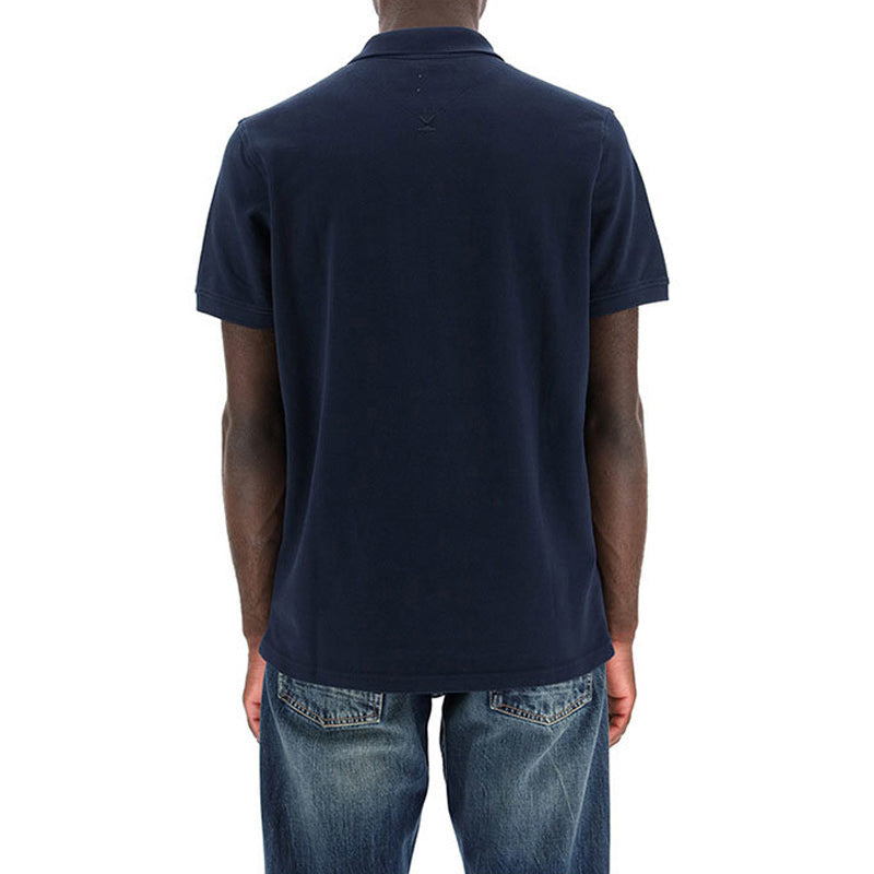 Men's KENZO SS21 Small Tiger Head Embroidered Short Sleeve Polo Shirt Navy Blue FA65PO0014PU-76