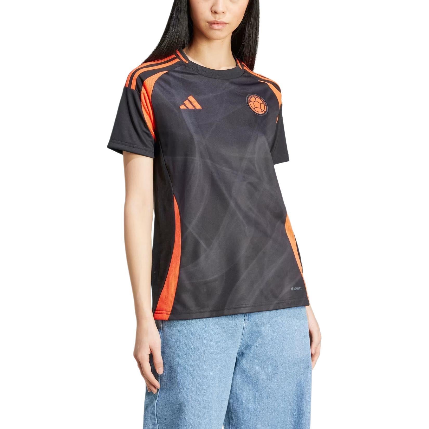 (WMNS) adidas Colombia 24 Away Soccer Jersey Asia Sizing 'Black Orange' IP8271