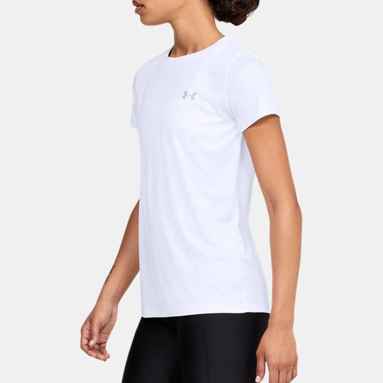 (WMNS) Under Armour Velocity Solid Crew Short Sleeve T-Shirt 'White' 1298706-100