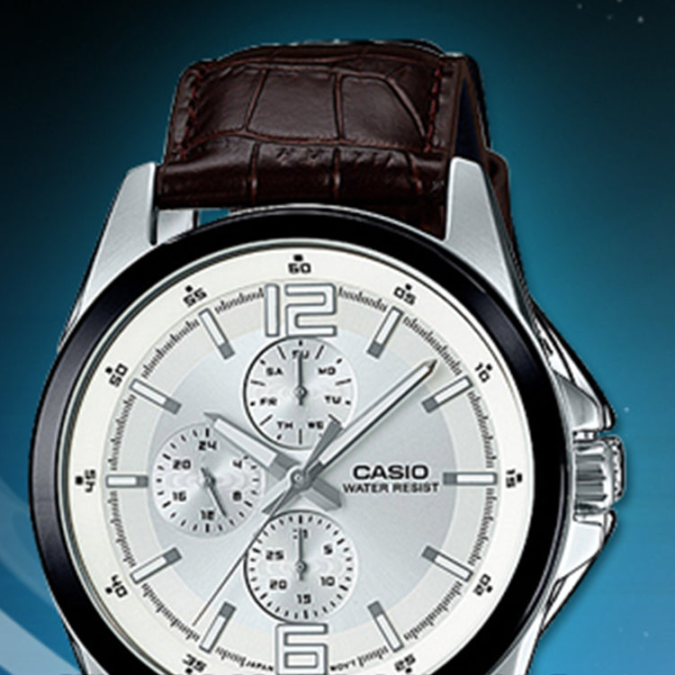 CASIO Quartz Waterproof Mens Brown Analog MTP-E306L-7A