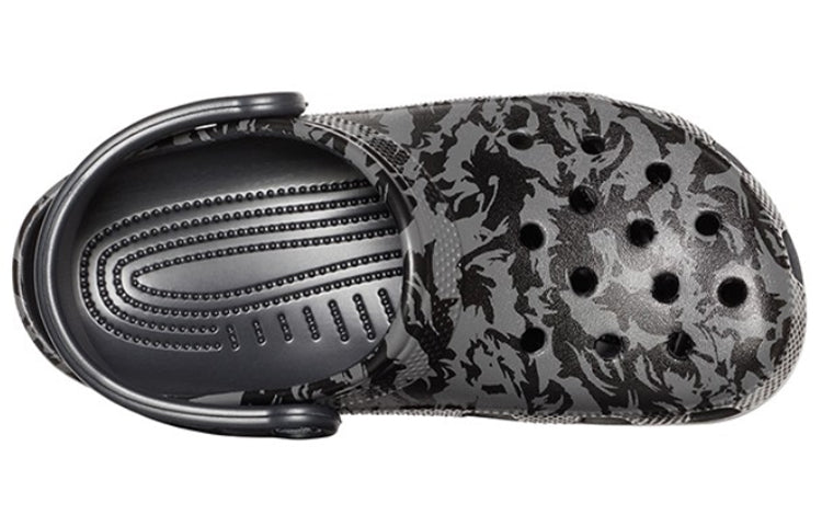 Crocs Classic Clog Camouflage Printing Beach Sandals Black Unisex 206454-001