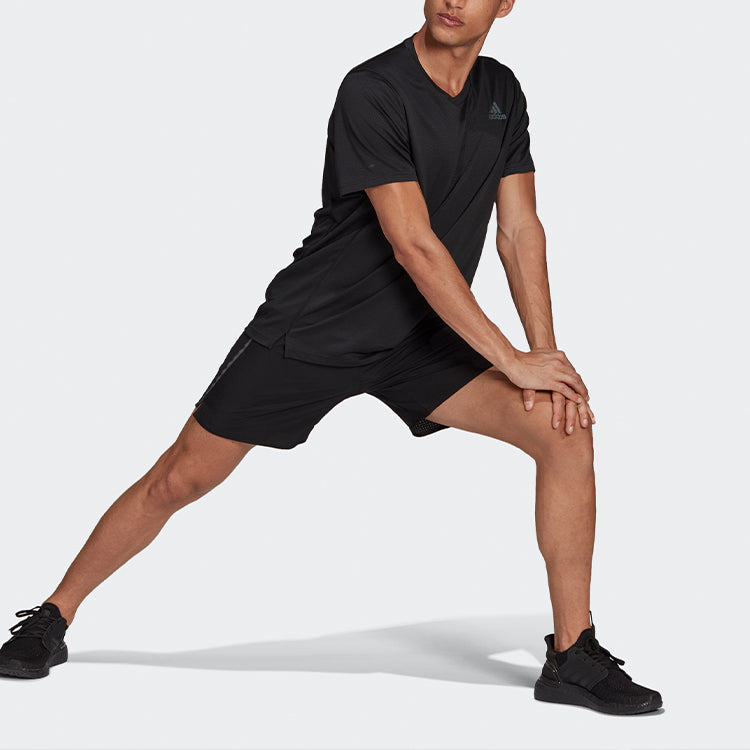 Men's adidas Heat Rdy Tee Solid Color Sports Short Sleeve Black T-Shirt H13218