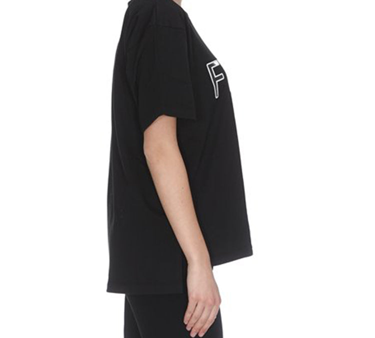 FENDI Logo Print Alphabet Printing Short Sleeve Black FAF077-A6JE-F0GME