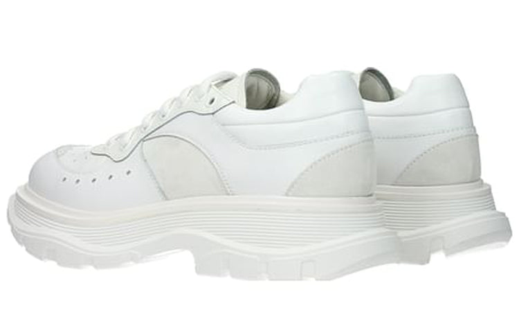 Alexander McQueen Tread Suede-panelled Leather Trainers 'White' 627222WHRH59071