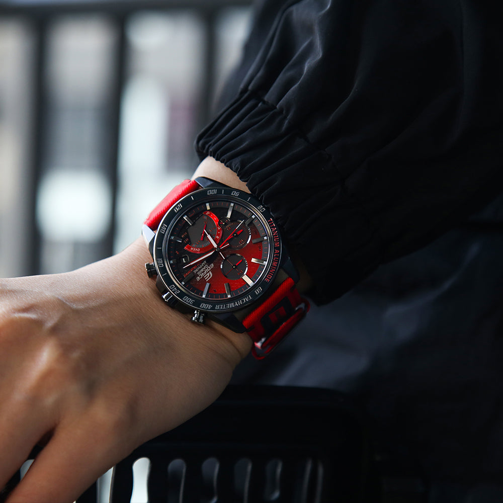 CASIO EDIFICE Solar Powered Mens Red Analog EQB-1000HRS-1A
