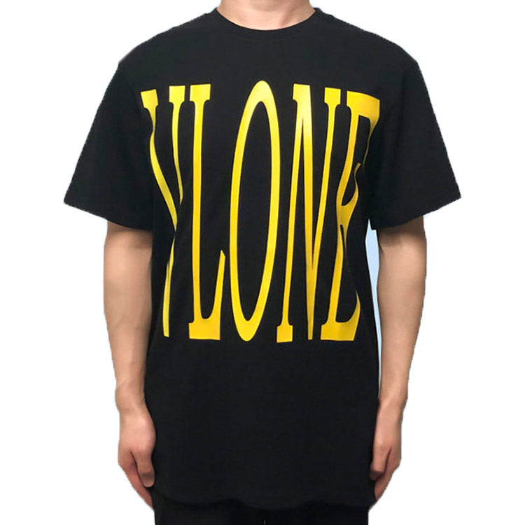 Men's VLONE Yellow Large Logo Short Sleeve Black VL18INNER001