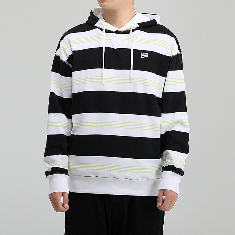 PUMA Downtown Striped Hoodie 'Black White Green' 599188-02