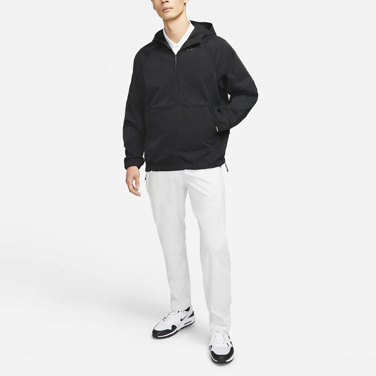 Men's Nike Repel Half Zipper Solid Color Storage Simple Golf Hooded Jacket Black CU9774-010