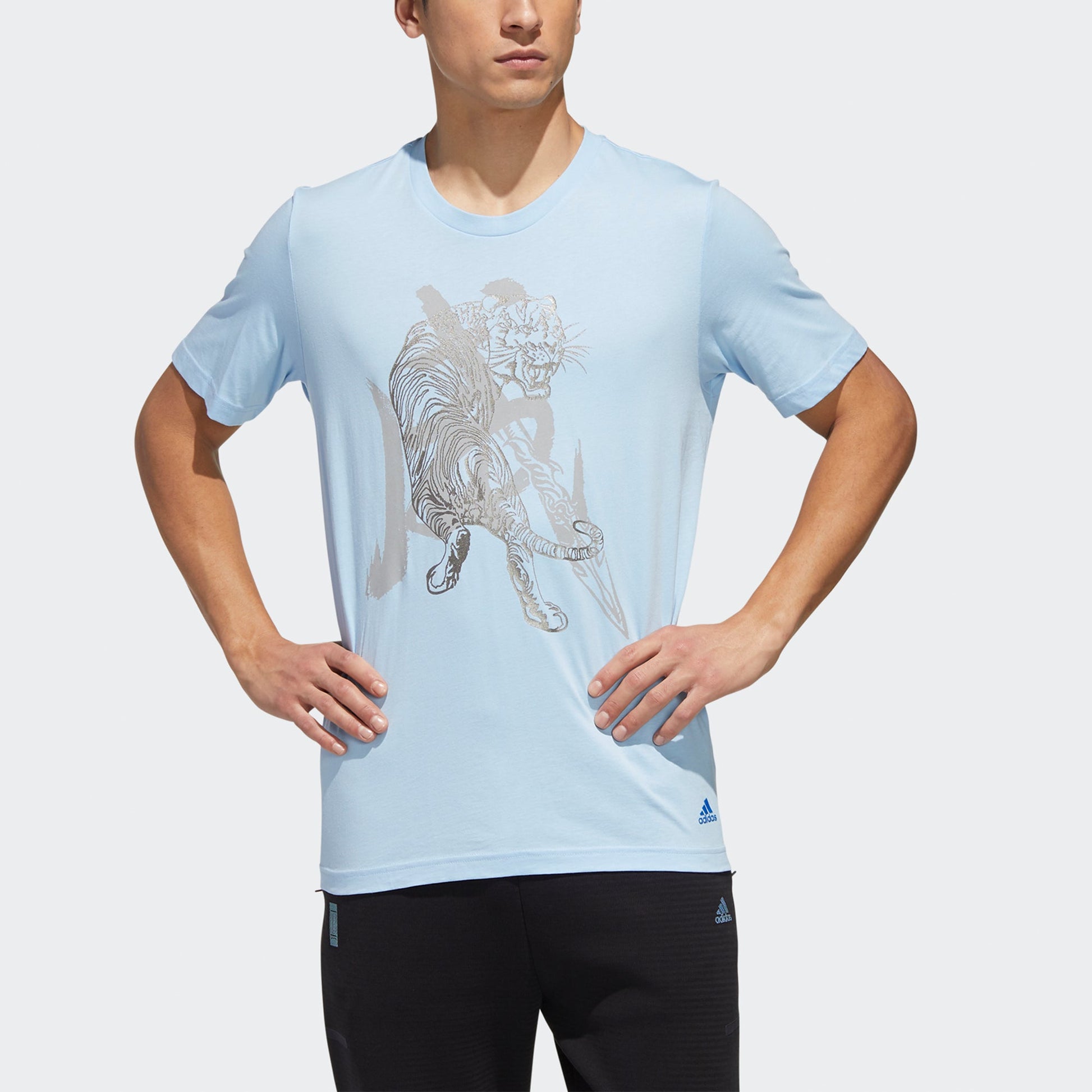 adidas Wj Gfx Tee Series Printing Sports Round Neck Short Sleeve Blue GF4057