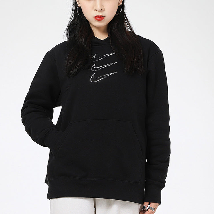 (WMNS) Nike Rhinestone Fleece Hoodie 'Black' DH1412-010