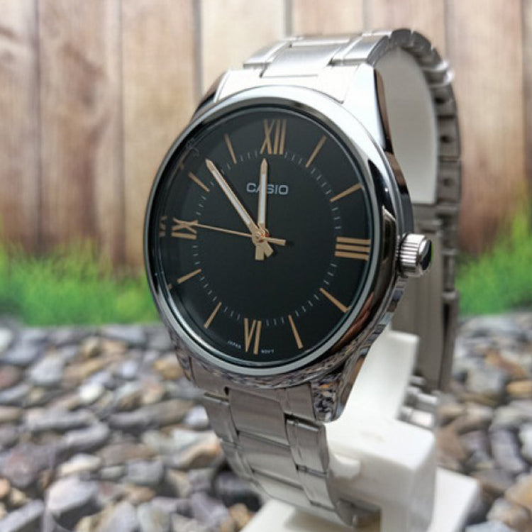 Casio Dress Classic Minimalistic Analog Watch 'Silver Black' MTP-V005D-1B5