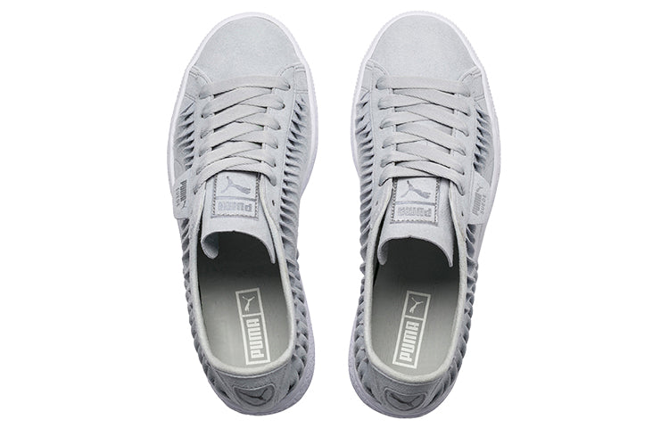 (WMNS) PUMA Suede Metallic Entwine 'Gray White' 365471-01