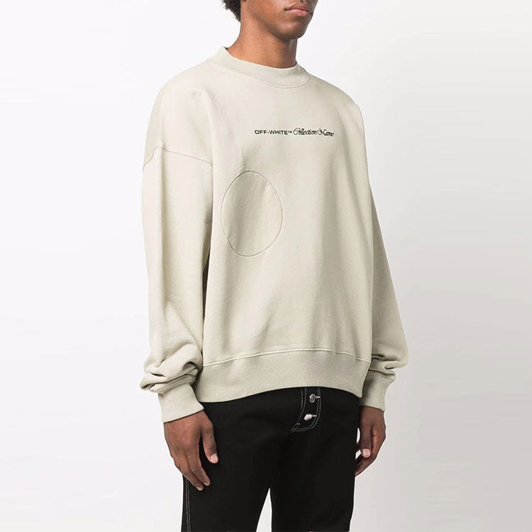 Off-White Logo Embroidered Solid Color Long Sleeves Loose Fit Beige OMBA055F21FLE0011710