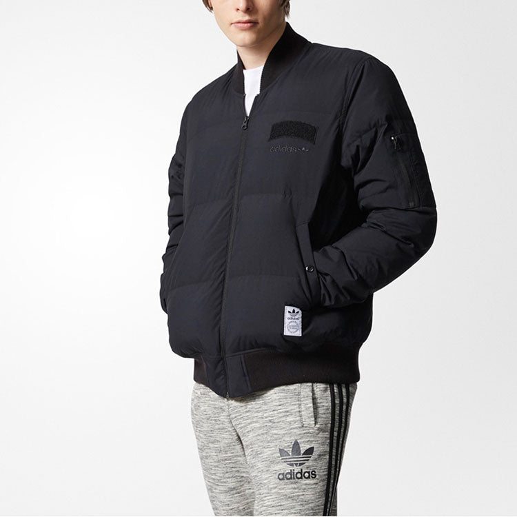 adidas originals Seoul Flight Do Solid Color Stay Warm Baseball Collar Down Jacket Black CD1719