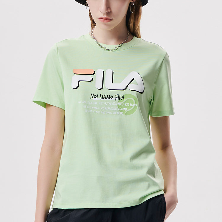 FILA FUSION Logo Printing Sports Knit Short Sleeve Green T11W131109F-LG