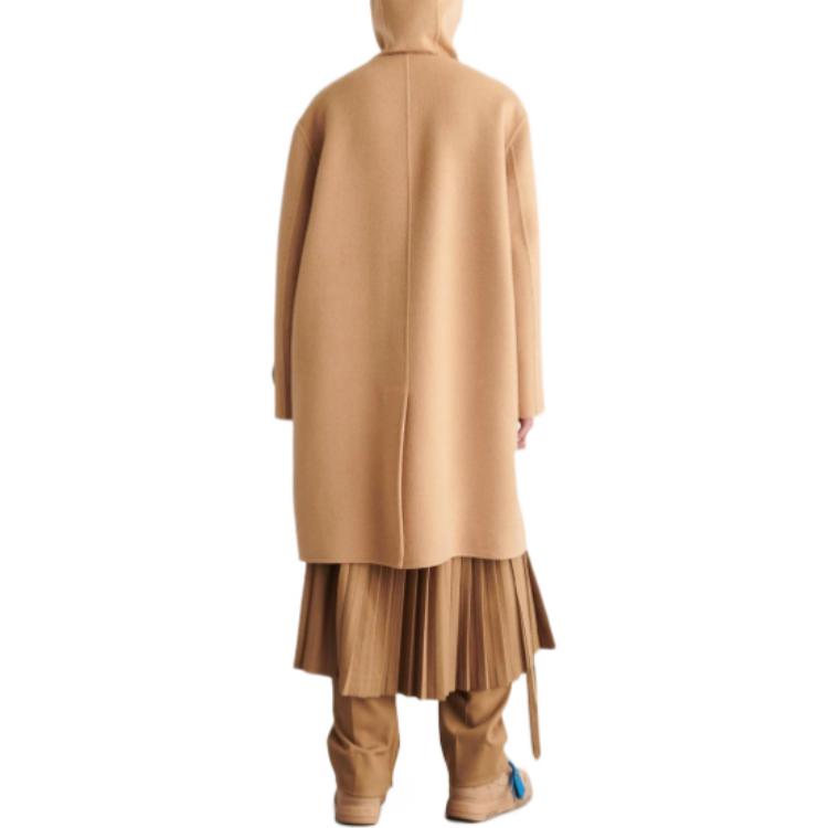Off-White Cashmere Hooded Midi Coat 'Khaki' OMER072F22FAB0016200