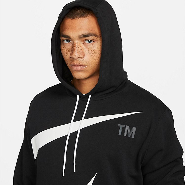 Nike Semi-Brushed Back Pullover Hoodie 'Black White' DD6011-010