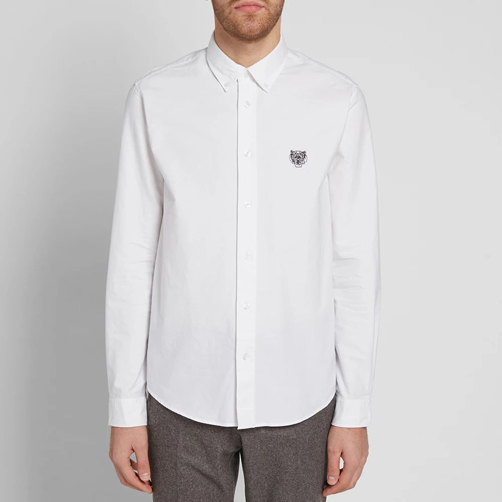 Men's KENZO SS21 Embroidered Long Sleeves Shirt White F955CH4001LD-01