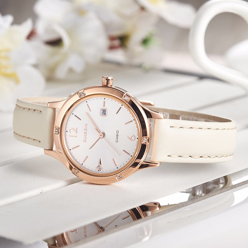 CASIO SHEEN Sapphire Crystal Quartz Waterproof Rose Gold Analog SHE-4533PGL-7AUPR