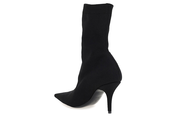 (WMNS) Balenciaga Logo Sock Boots 'Black' 616246W18021090