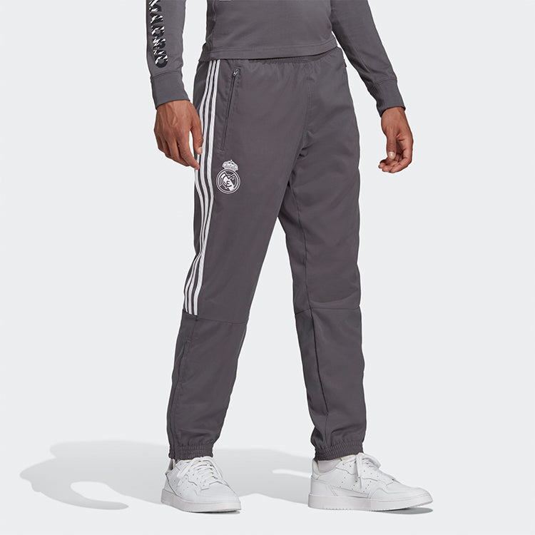 adidas Real Ssp Pnt Real Madrid Soccer/Football Slim Fit Training Sports Long Pants Gray GI0001