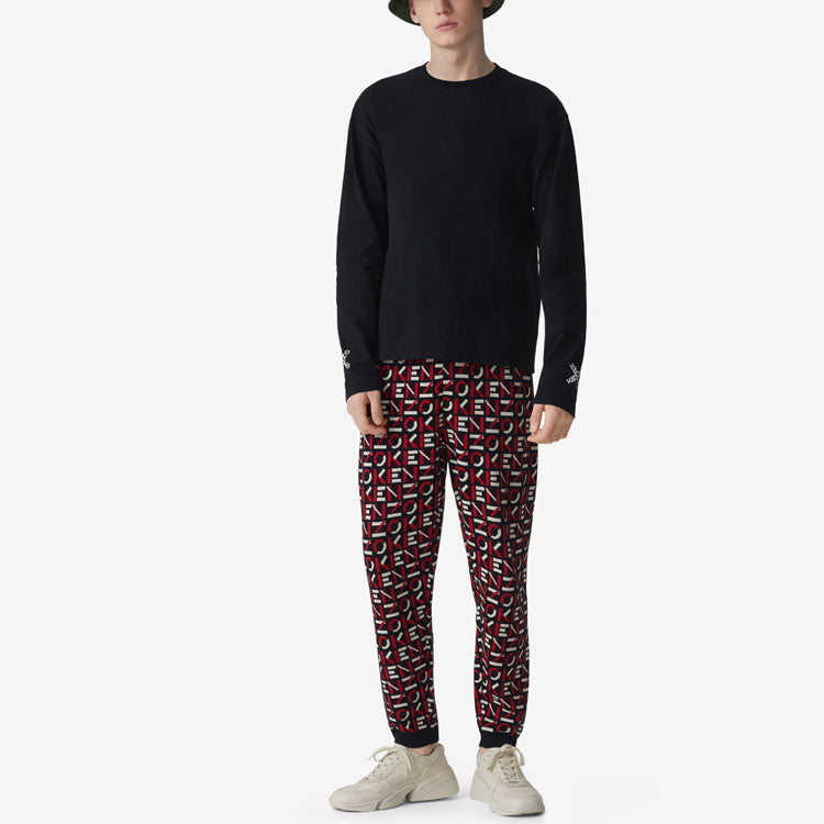Men's KENZO Logo Alphabet Printing Long Sleeves Black FA65TS1504SK-99