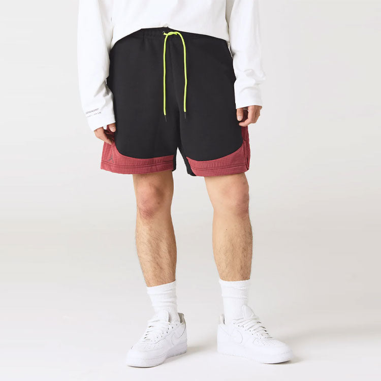 Men's Air Jordan Contrasting Colors Drawstring Lacing Straight Shorts Black DJ0234-010