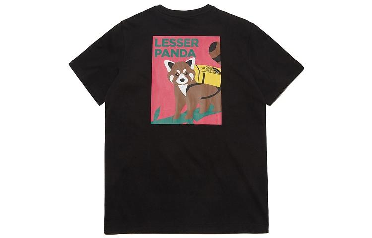 THE NORTH FACE Cartoon Panda Small Logo Short Sleeve Couple Style Black NT7UL12N