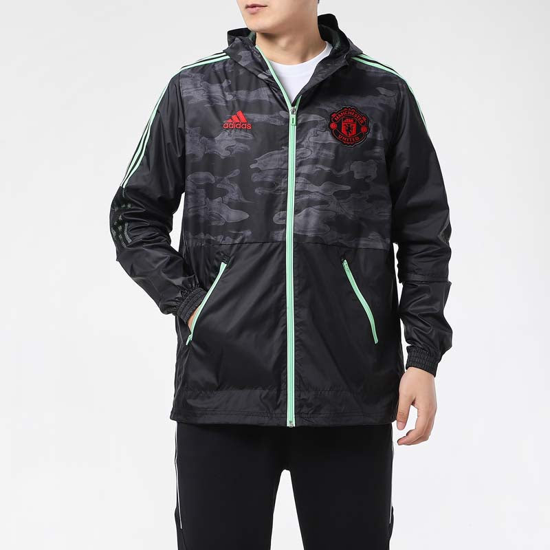 adidas Manchester United Football Leisure Sports Hooded Jacket Black GQ2534