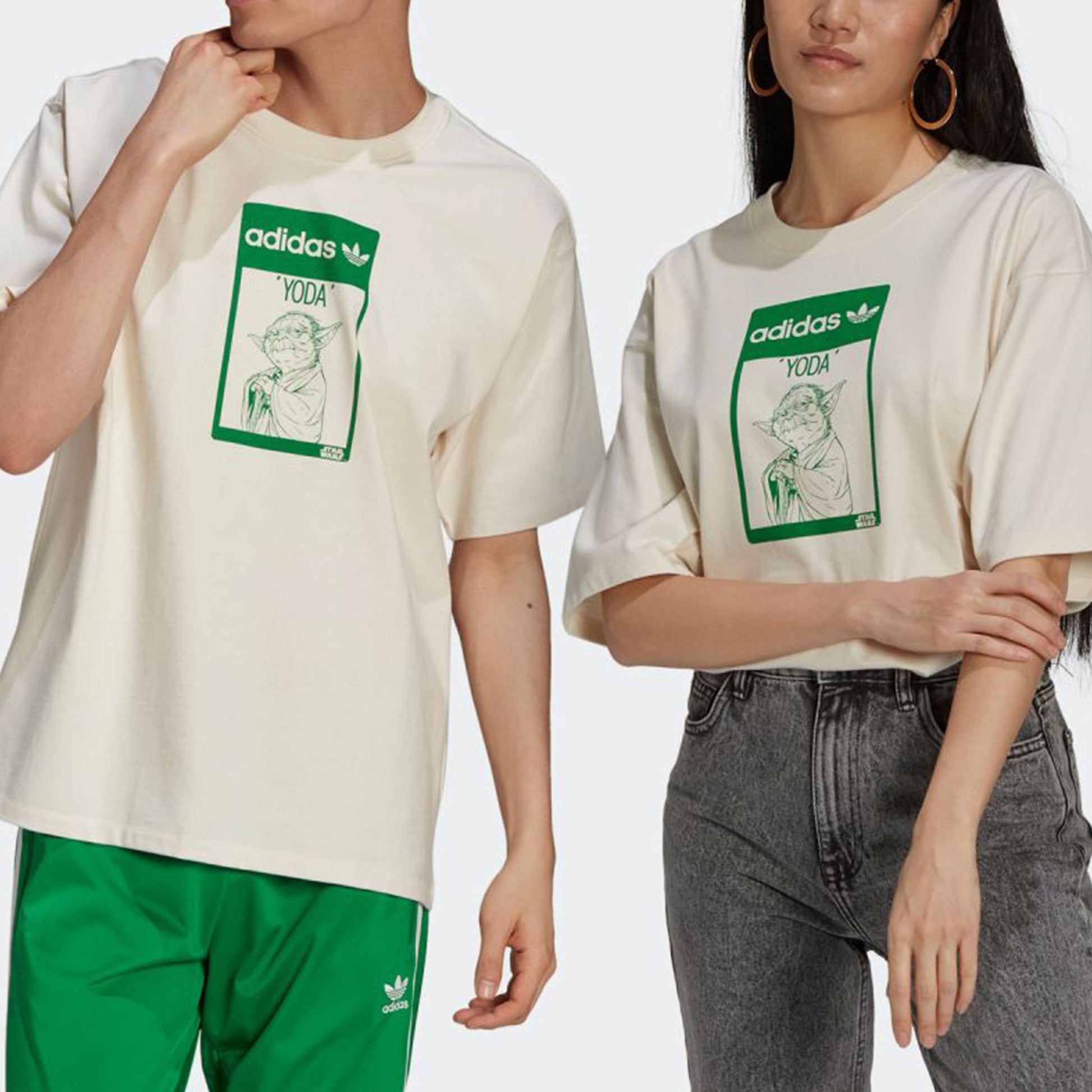 adidas originals Star War Yoda Printing Sports Round Collar GS White GP3461