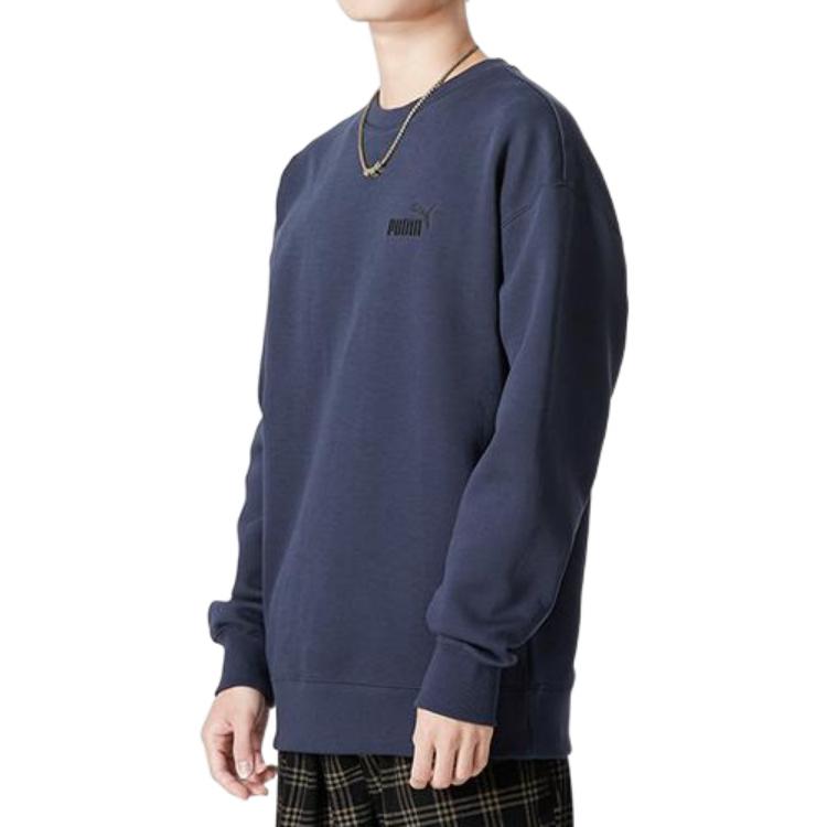 PUMA Small Logo Relaxed Crew Logo Sweater 'Navy' 673605-43