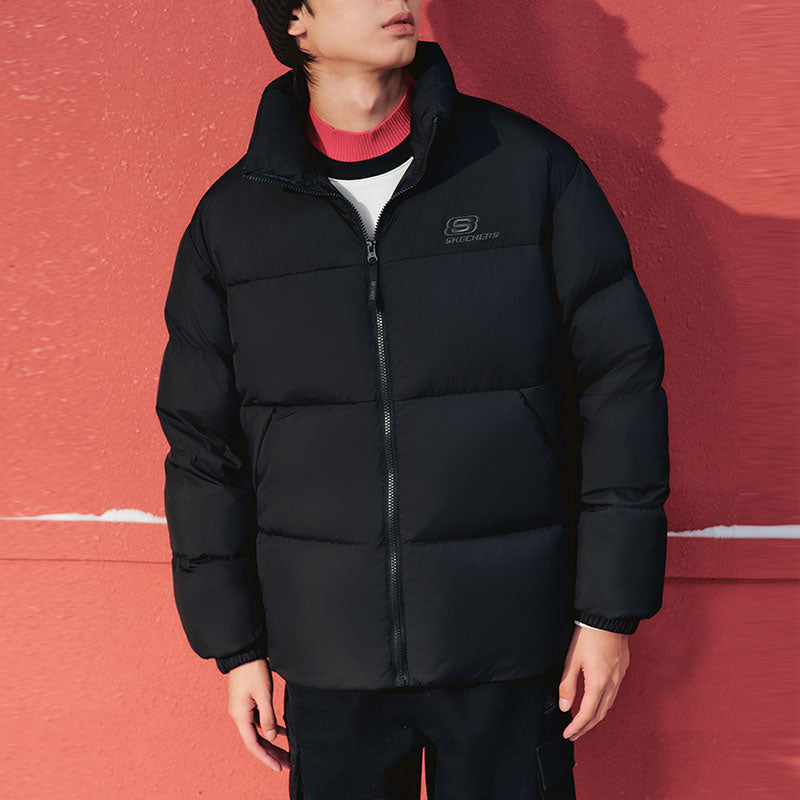 Skechers Fashion Logo Printed Down Jacket 'Black' L423U106-0018