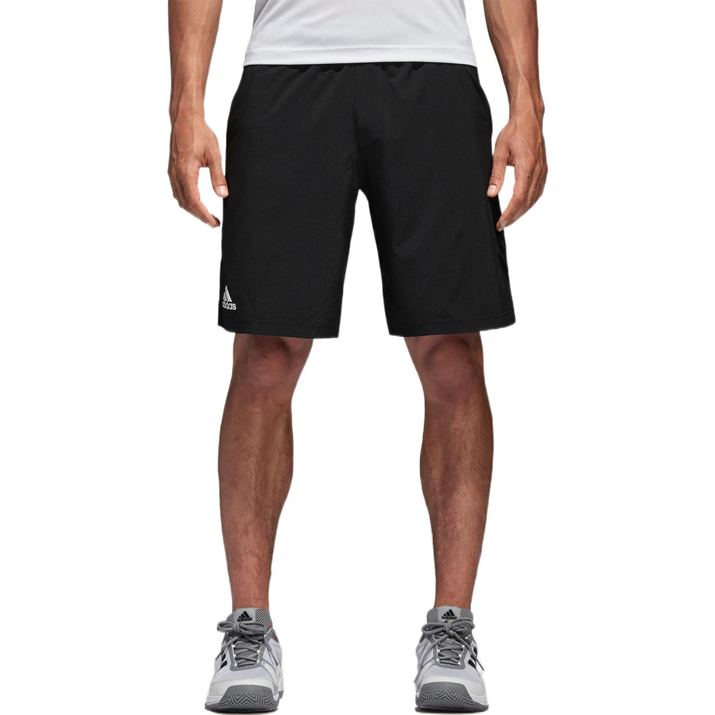 Men's adidas Solid Color Small Logo Printing Elastic Waistband Sports Shorts Black B45800