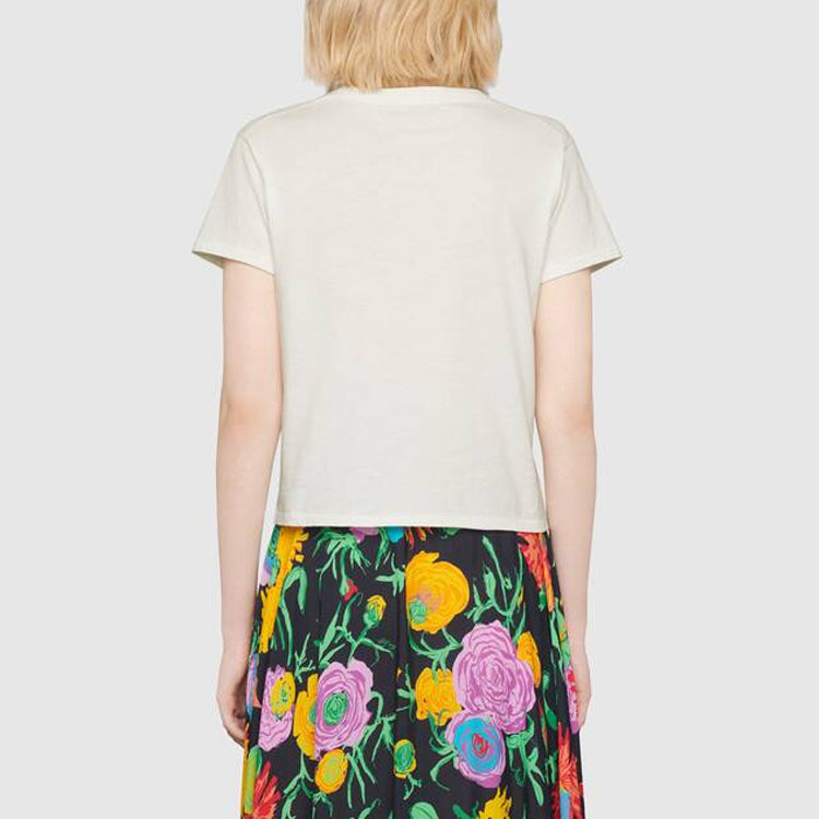 (WMNS) Gucci x Disney Donald Duck Printed Short-Sleeved For Beige 644674-XJDBE-9095