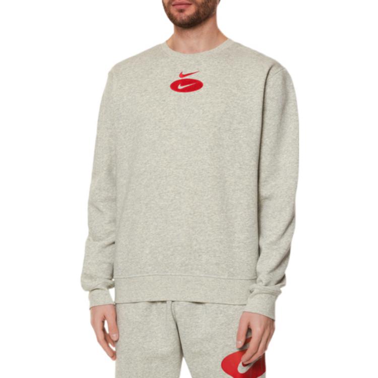 Men's Nike Fleece Ribbed Round Neck Sports Round Neck Gray DM5460-050